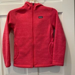 Girls Patagonia fleece hooded sweater jacket size M 10